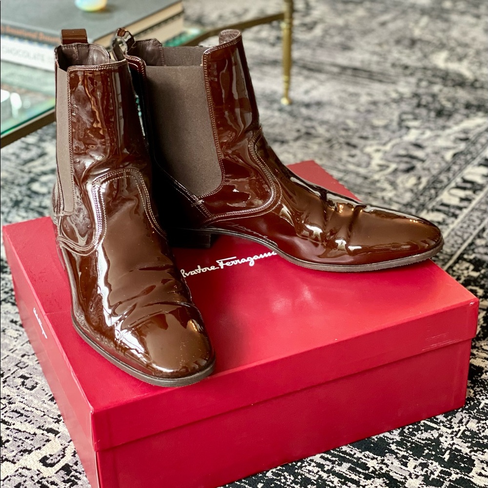 Ferragamo Patent Leather Boots